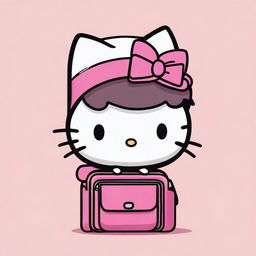 Create an image of Hello Kitty as a mean girl, carrying an academy bag and learning in an academy setting