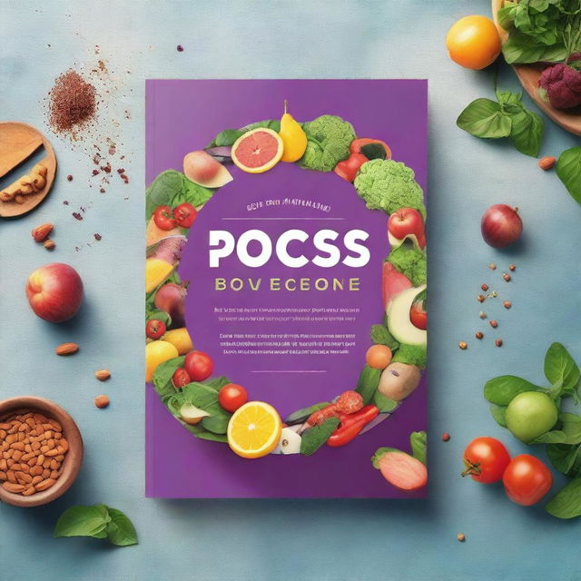 Create an ebook mockup cover for a cookbook titled 'Super Delicious Plant Based PCOS Cookbook for Newly Diagnosed'