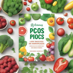 Create an ebook mockup cover for a cookbook titled 'Super Delicious Plant Based PCOS Cookbook for Newly Diagnosed'