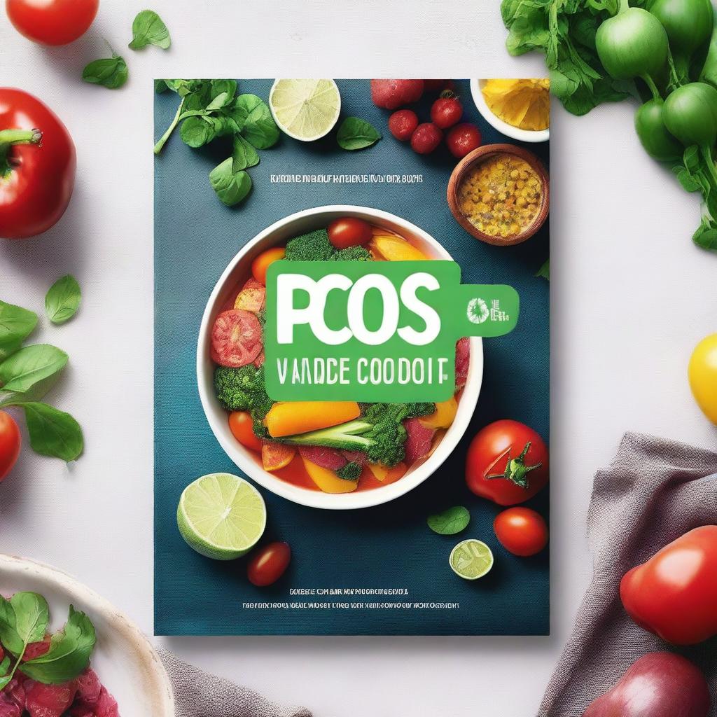 Create an ebook mockup featuring the title 'Super Delicious Plant Based PCOS Cookbook for Newly Diagnosed'