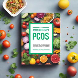 Create an ebook mockup featuring the title 'Super Delicious Plant Based PCOS Cookbook for Newly Diagnosed'