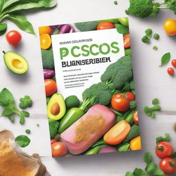 Create an ebook mockup cover for a book titled 'Super Delicious Plant Based PCOS Cookbook for Newly Diagnosed'