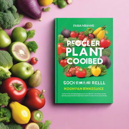 Create an ebook mockup cover for a book titled 'Super Delicious Plant Based PCOS Cookbook for Newly Diagnosed'