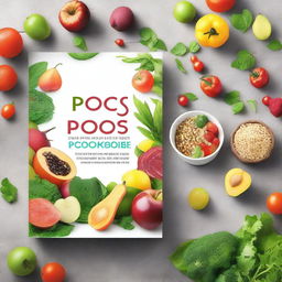 Create an ebook mockup cover for a book titled 'Super Delicious Plant Based PCOS Cookbook for Newly Diagnosed'