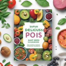 Create an ebook cover mockup for a cookbook titled 'Super Delicious Plant Based PCOS Cookbook for Newly Diagnosed'