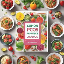 Create an ebook cover mockup for a cookbook titled 'Super Delicious Plant Based PCOS Cookbook for Newly Diagnosed'