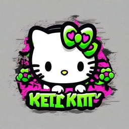 Create an image of Hello Kitty with a fun and quirky toxic theme, suitable for a gift shop