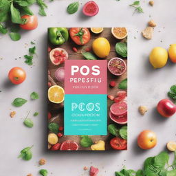 Create an ebook mockup cover for a cookbook titled 'Super Delicious PCOS Cookbook for Newly Diagnosed'