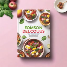 Create an ebook mockup cover for a cookbook titled 'Super Delicious: A Cookbook for the Newly Diagnosed'