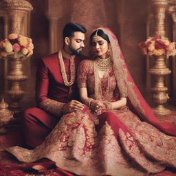 Create a Wattpad cover featuring a rich and royal Indian wedding