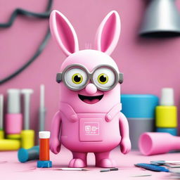 A pink bunny minion getting a remodel