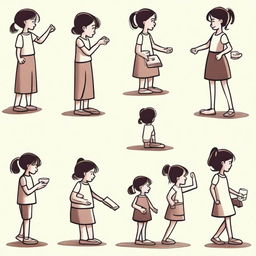 An artistic representation of the various stages in the life of a human girl, from childhood to old age