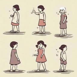 An artistic representation of the various stages in the life of a human girl, from childhood to old age