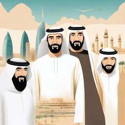 A detailed and respectful illustration of the great leaders of the United Arab Emirates