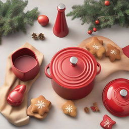 Create a festive and eye-catching social media post for a Holiday (Christmas) Season Sale at Le Creuset