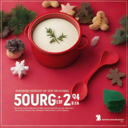 Design a festive social media post for a Holiday (Christmas) Season Sale at Le Creuset