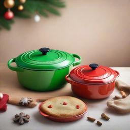 Create an attractive social media post for a Holiday (Christmas) Season Sale on Le Creuset products