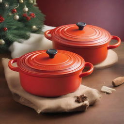 Create an attractive social media post for a Holiday (Christmas) Season Sale on Le Creuset products