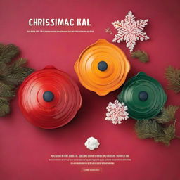 Create an attractive social media post for a Holiday (Christmas) Season Sale on Le Creuset products