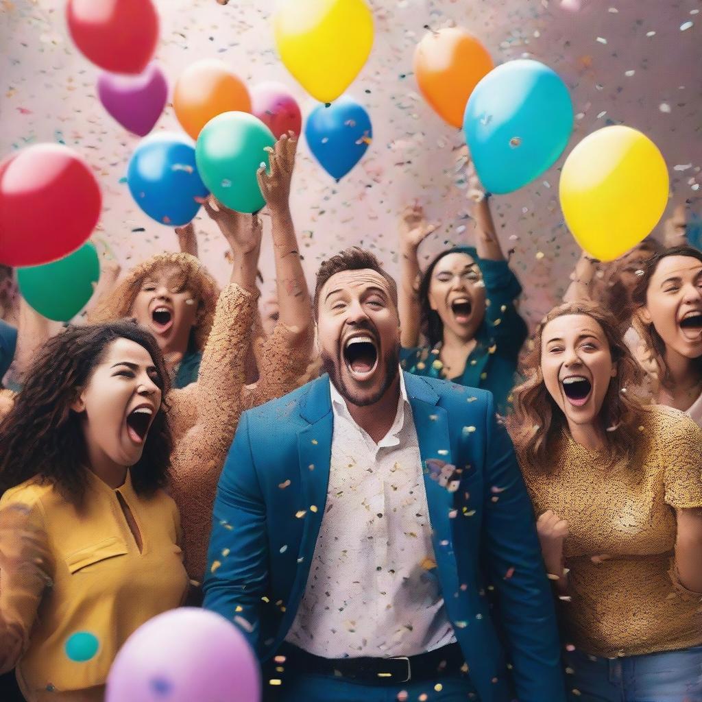 A group of people celebrating as they win a jackpot