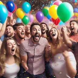 A group of people celebrating as they win a jackpot