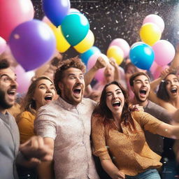 A group of people celebrating as they win a jackpot