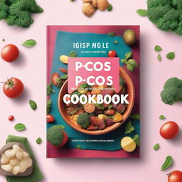 Create an ebook mockup cover for a cookbook titled 'Super Delicious PCOS Cookbook for Newly Diagnosed'