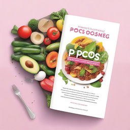 Create an ebook mockup cover for a cookbook titled 'Super Delicious PCOS Cookbook for Newly Diagnosed'