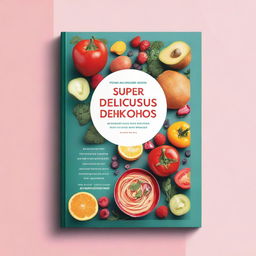 A vibrant ebook mockup for a cookbook titled 'Super Delicious: A Cookbook for the Newly Diagnosed'