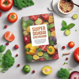 Create an ebook mockup for a cookbook titled 'Super Delicious'