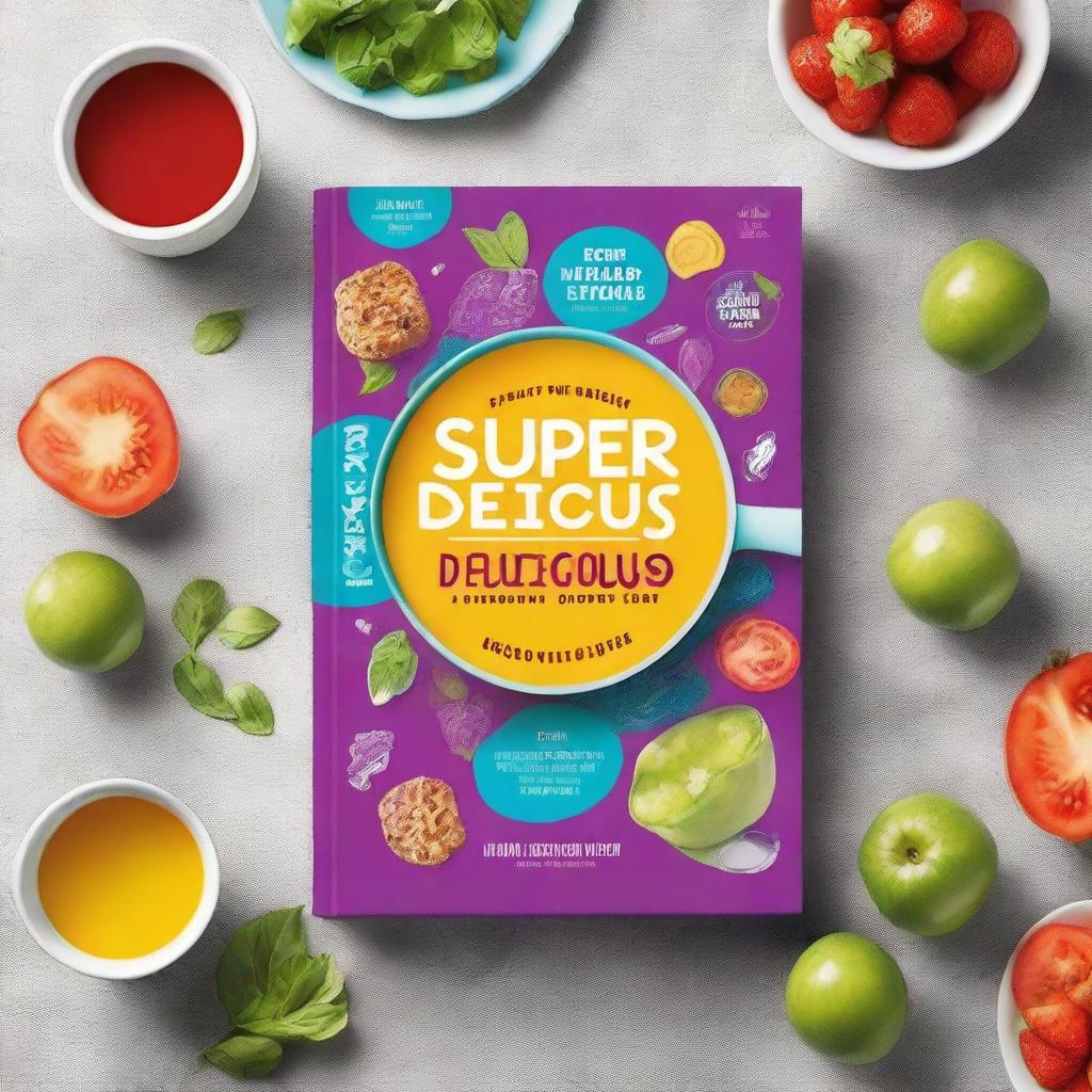 Create an ebook mockup for a cookbook titled 'Super Delicious'