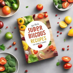 Create an ebook mockup for a cookbook titled 'Super Delicious'