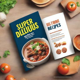 Create an ebook mockup for a cookbook titled 'Super Delicious'