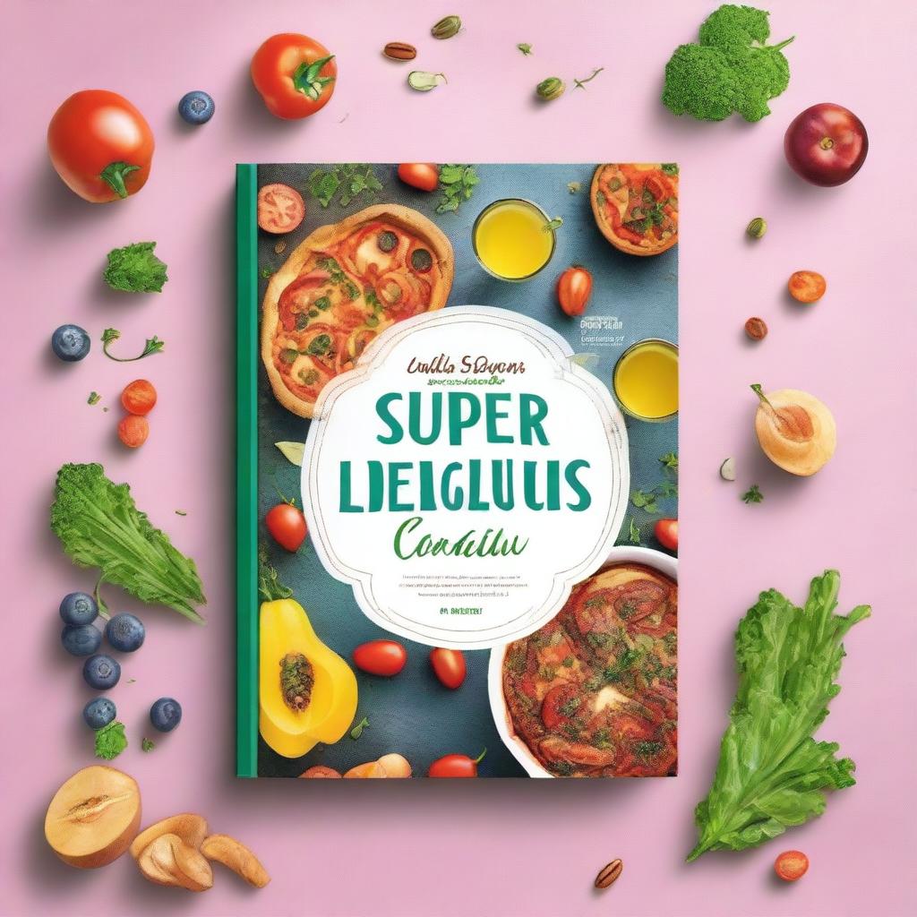 Create an ebook mockup for a cookbook titled 'Super Delicious'