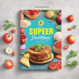 Create an ebook mockup for a cookbook titled 'Super Delicious'