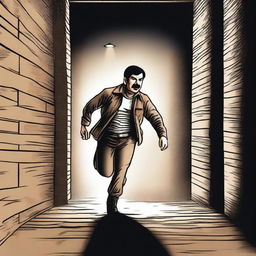 A dramatic scene depicting El Chapo's escape from prison