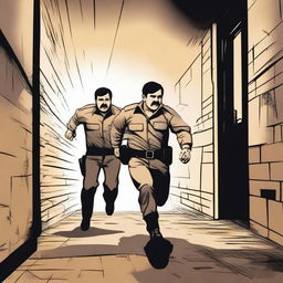 A dramatic scene depicting El Chapo's escape from prison