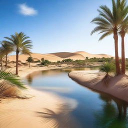 A serene oasis in the middle of a vast desert