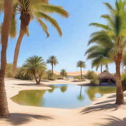 A serene oasis in the middle of a vast desert