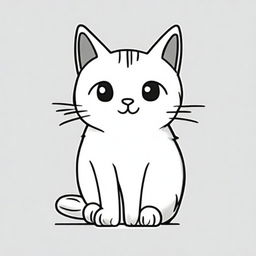 A simple, line-drawn illustration of a cat sitting calmly