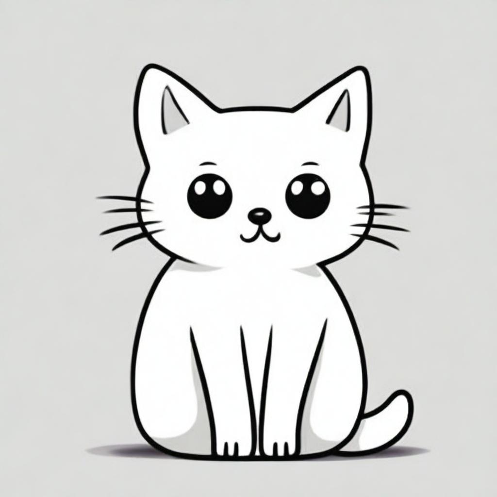 A simple, line-drawn illustration of a cat sitting calmly