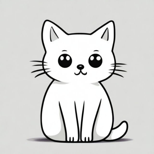 A simple, line-drawn illustration of a cat sitting calmly