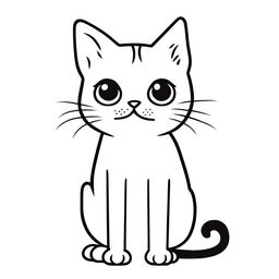 A simple, line-drawn illustration of a cat sitting calmly