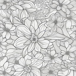 An intricate, antistress coloring pattern featuring a variety of geometric shapes, floral designs, and abstract elements