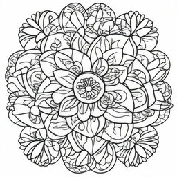 A detailed mandala design for coloring, set on a white background