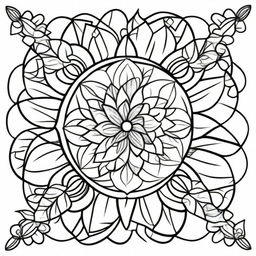 A detailed mandala design for coloring, set on a white background