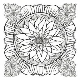 A detailed mandala design for coloring, set on a white background