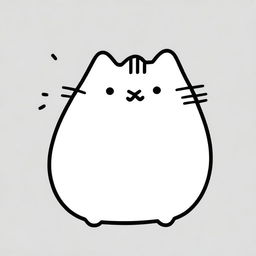 A delightful line-drawn illustration of Pusheen the cat, designed for coloring