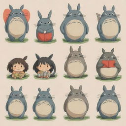 Crie uma tira de quadrinhos em estilo Studio Ghibli, esperando para ser preenchida com o texto do usuário.