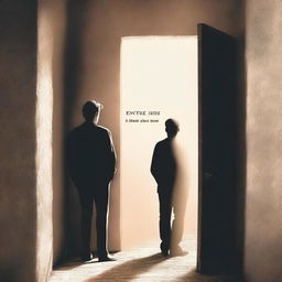 Two men looking at each other with a door in the background